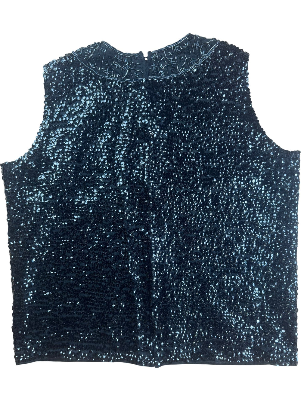Carda Black Beaded Wool Tank Top - M - Think Vintage ltd