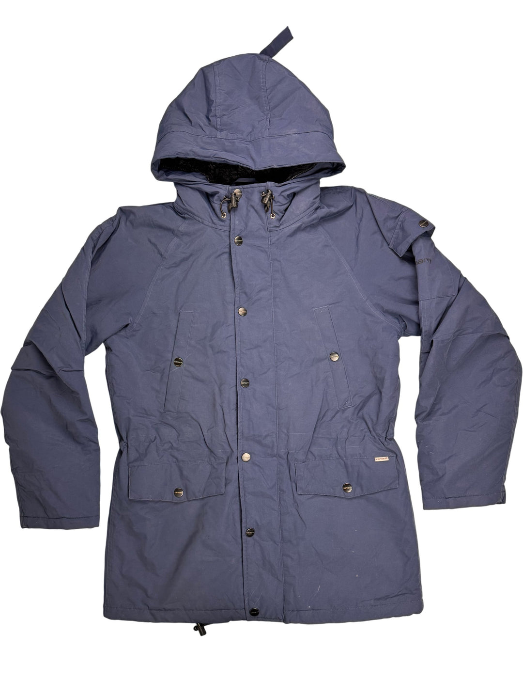 Carhartt Anchorage Parka Blue Hooded Jacket - M - Think Vintage Online Ltd
