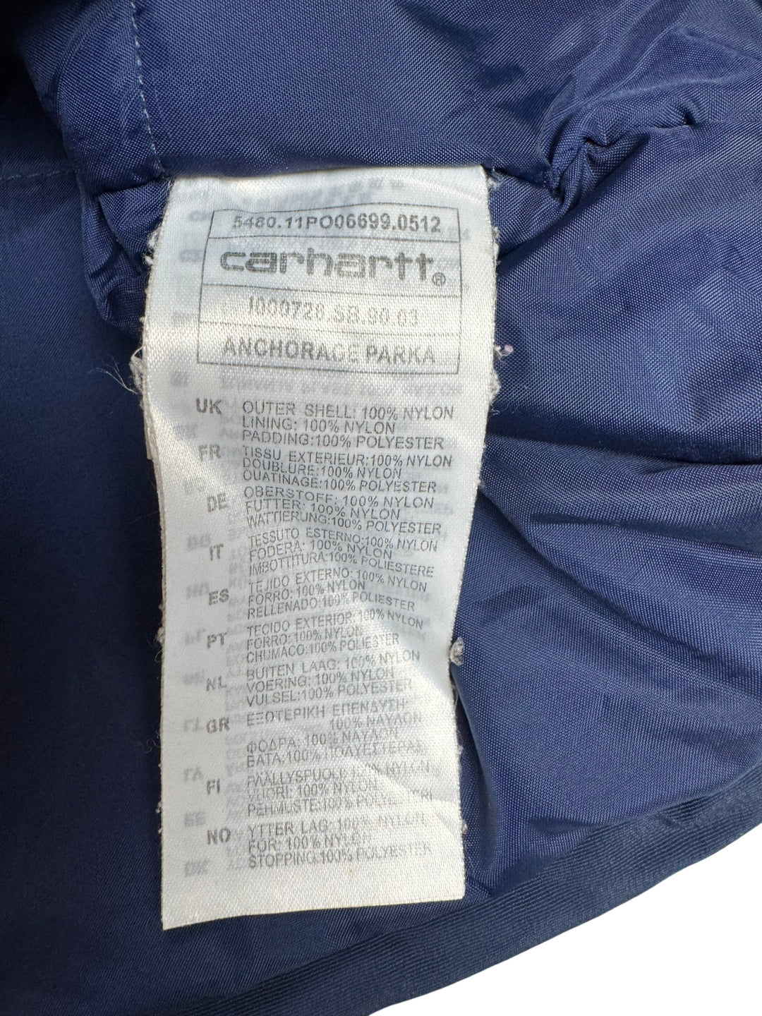 Carhartt Anchorage Parka Blue Hooded Jacket - M - Think Vintage Online Ltd