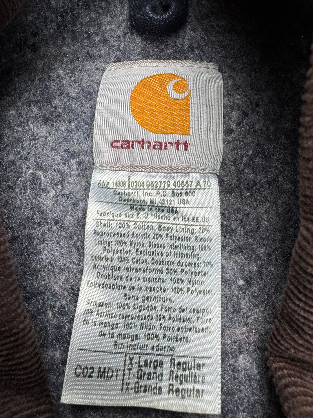 Carhartt Brown Collar Jacket - XL - Think Vintage