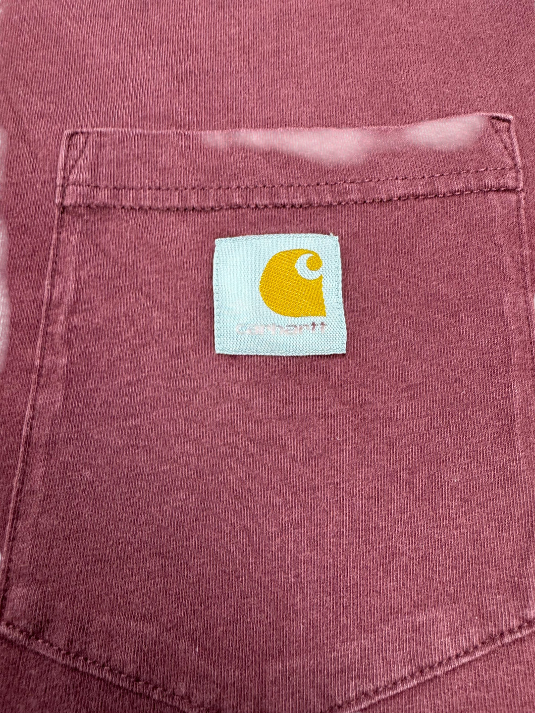 Carhartt Long Sleeve Pocket T-Shirt Maroon - XL - Think Vintage Online Ltd