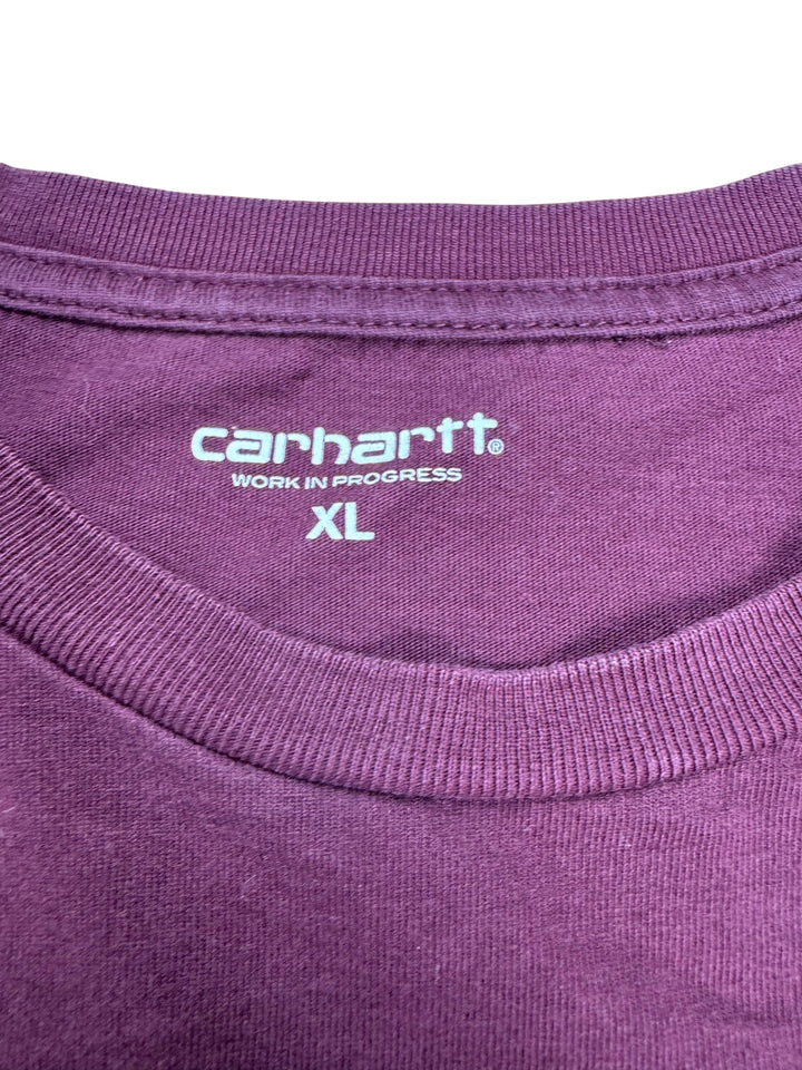 Carhartt Long Sleeve Pocket T-Shirt Maroon - XL - Think Vintage Online Ltd