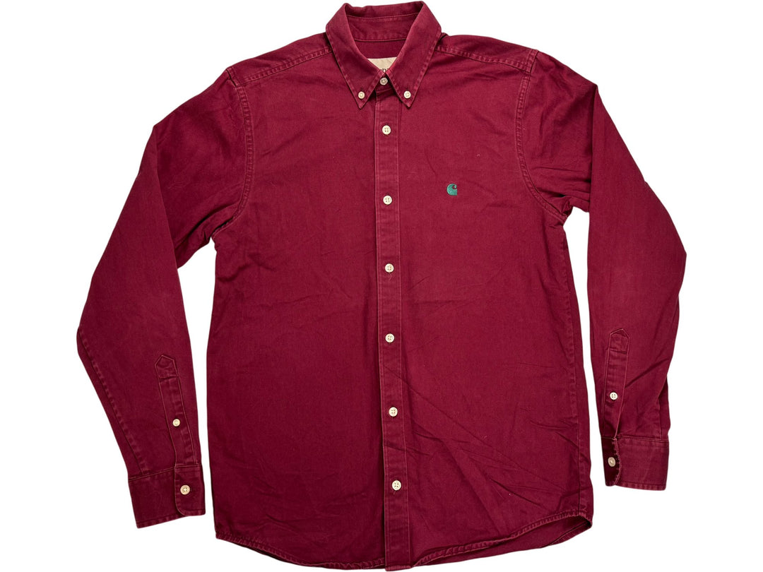Carhartt Long Sleeved Maroon Shirt - XS - Think Vintage Online Ltd