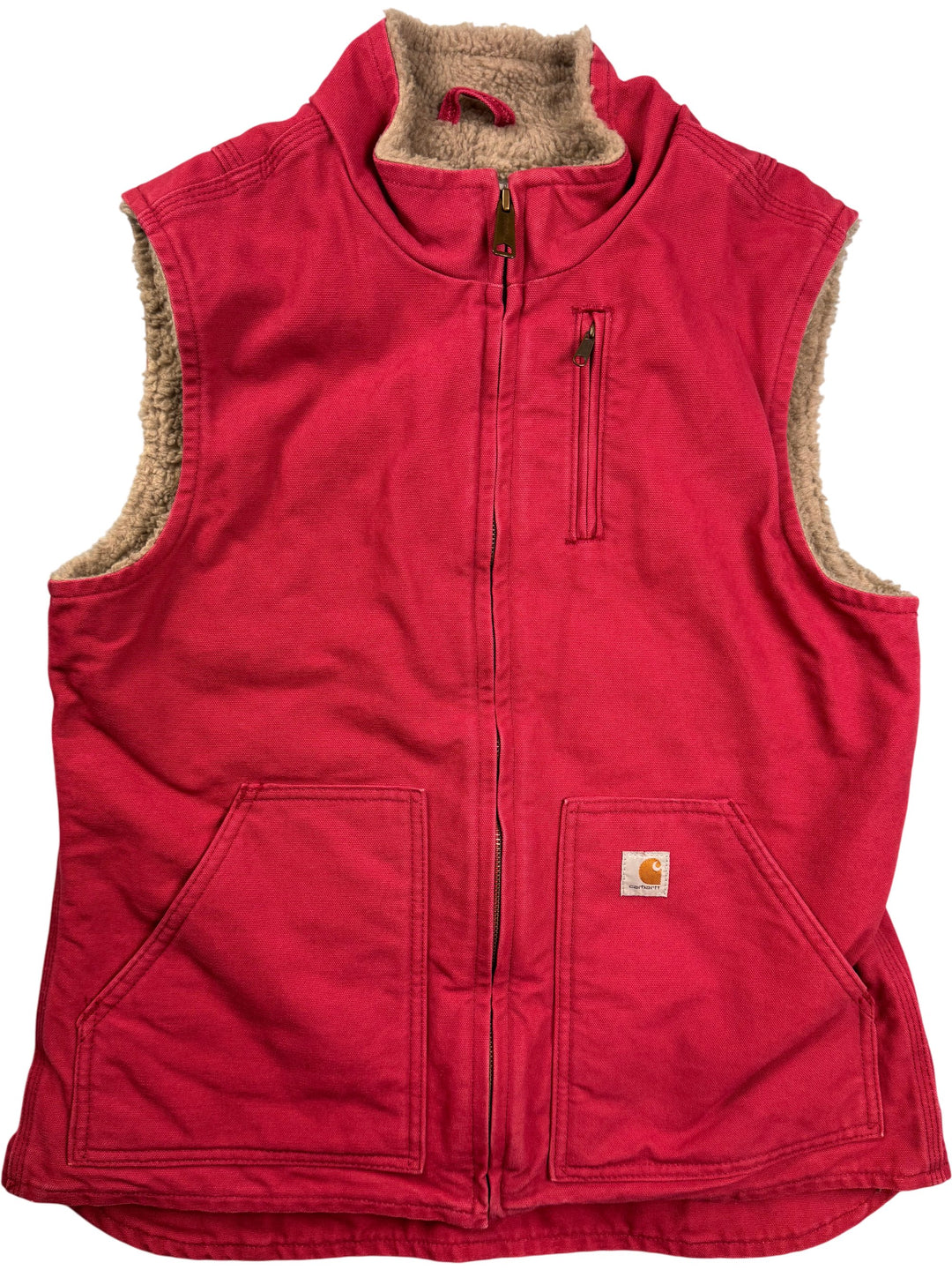 Carhartt Pink Fleece Lined Vest - M - Think Vintage