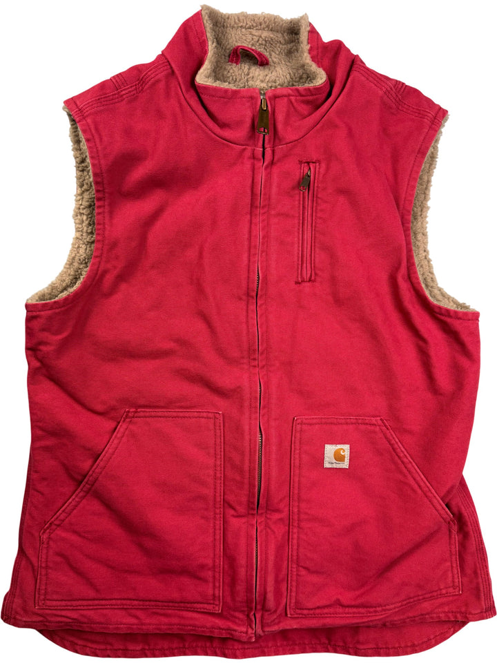Carhartt Pink Fleece Lined Vest - M - Think Vintage