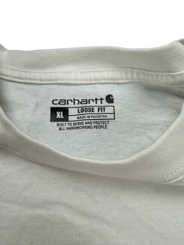 Carhartt White Long Sleeve Pocket T-Shirt - XL - Think Vintage
