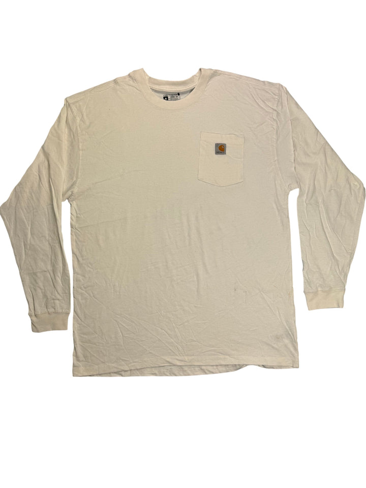 Carhartt White Long Sleeve Pocket T-Shirt - XL - Think Vintage ltd