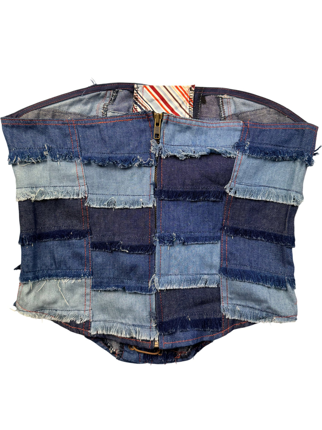 Carling Paris In Love Patchwork Denim Corset Top - XS/S - Think Vintage ltd
