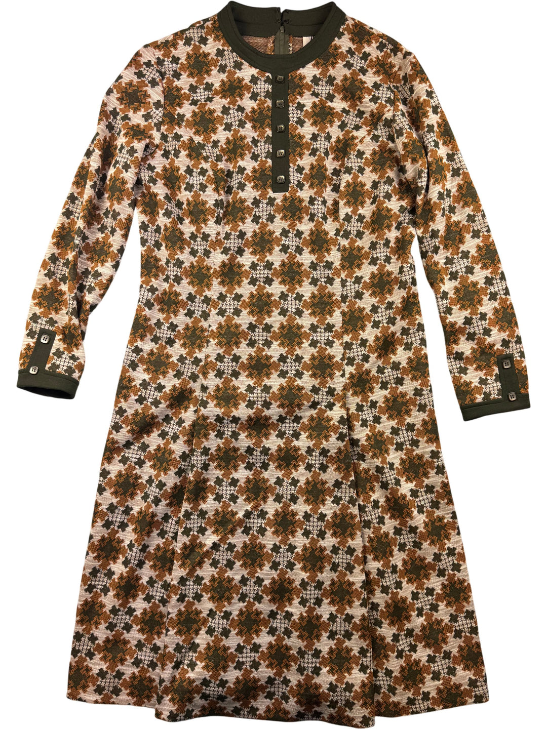 Carnegie Of London Long Sleeve Patterned Dress - M - Think Vintage ltd