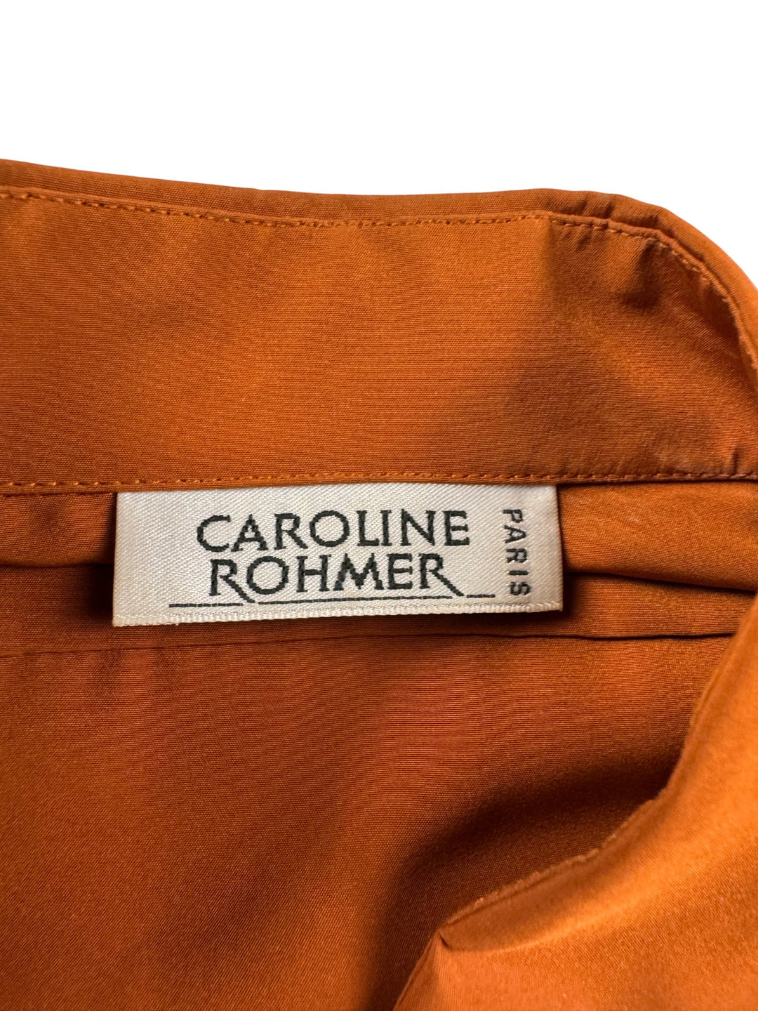 Caroline Rohmer Orange Pleated Long Sleeve Blouse - M - Think Vintage Online Ltd