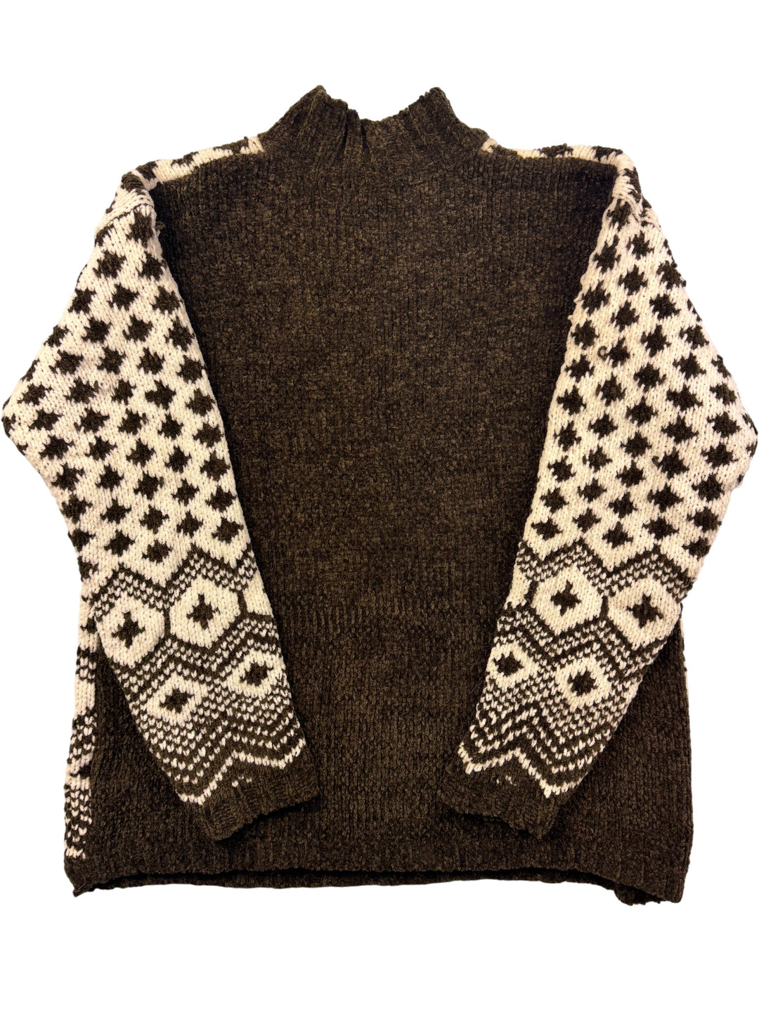 Carolyn Taylor Black and White Patterned Sweater - XL - Think Vintage Online Ltd