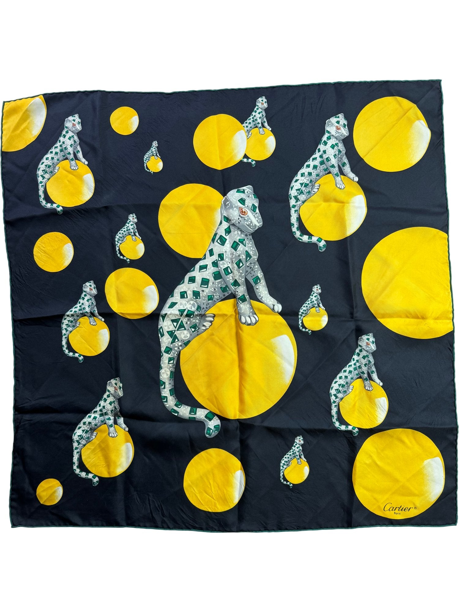 Cartier Panther Print Silk Scarf - Think Vintage ltd