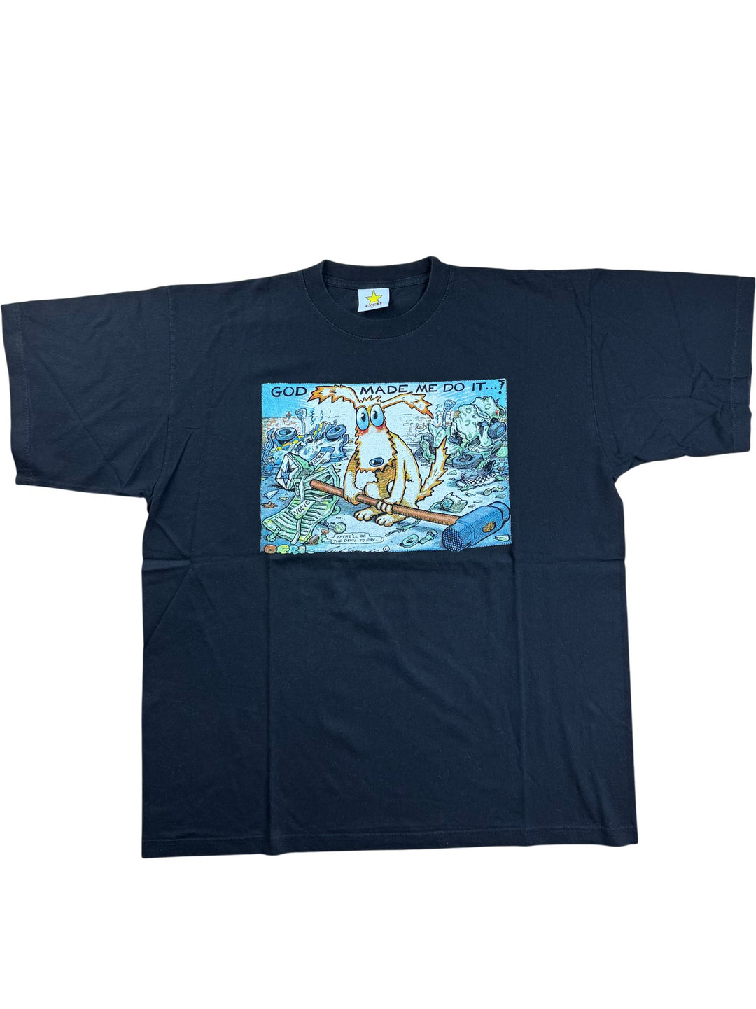 Cartoon Graphic Black T-Shirt - L - Think Vintage ltd