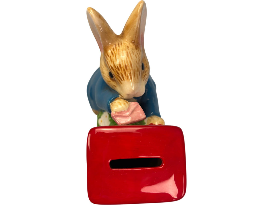 Ceramic Rabbit Figurine Posting Letter - Think Vintage