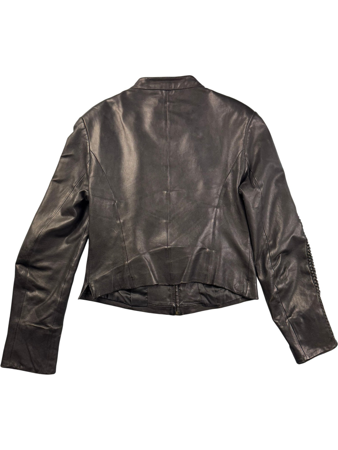 Cero Leather Jacket with Braided Sleeves - S - Think Vintage ltd