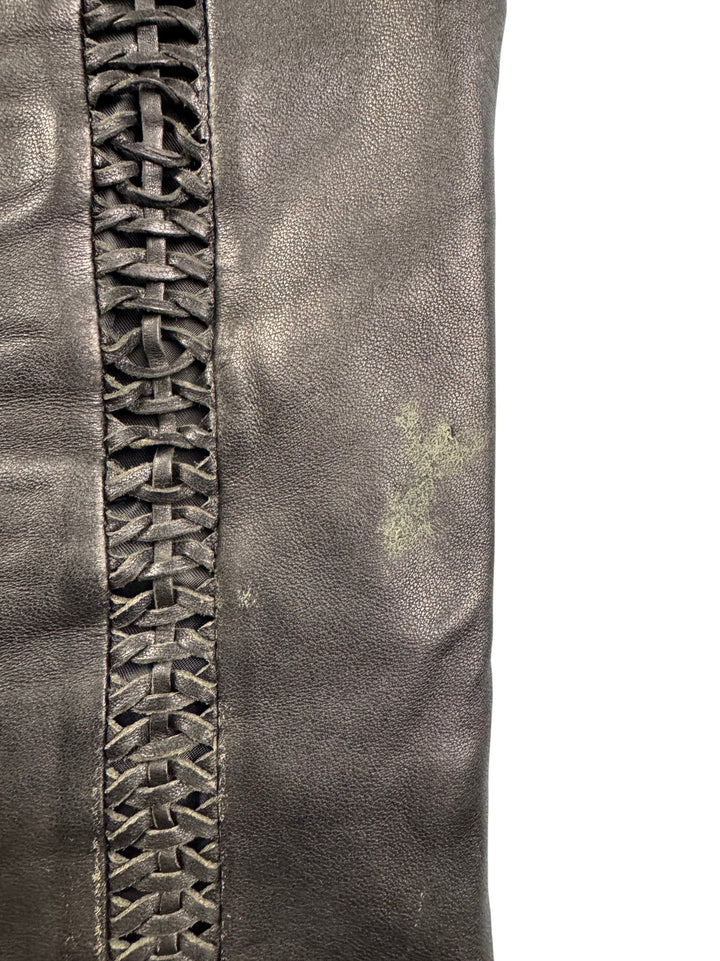 Cero Leather Jacket with Braided Sleeves - S - Think Vintage ltd