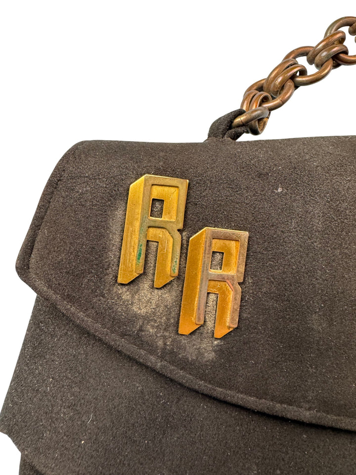 Chain Handled Suede Handbag - Think Vintage