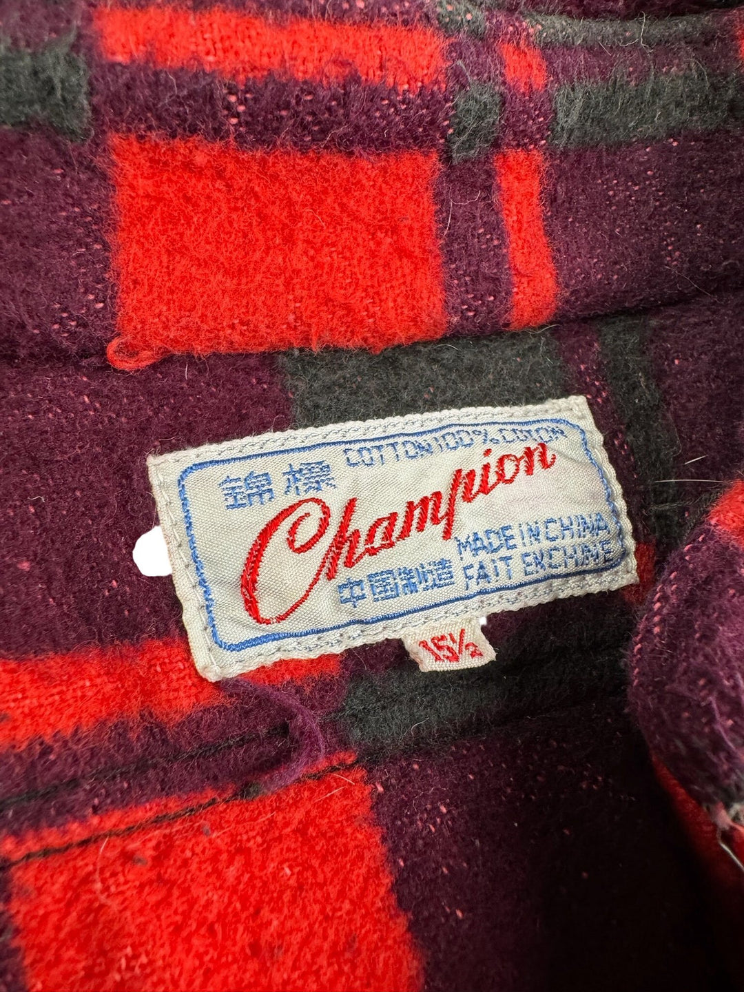 Champion Red Plaid Long Sleeve Shirt - L