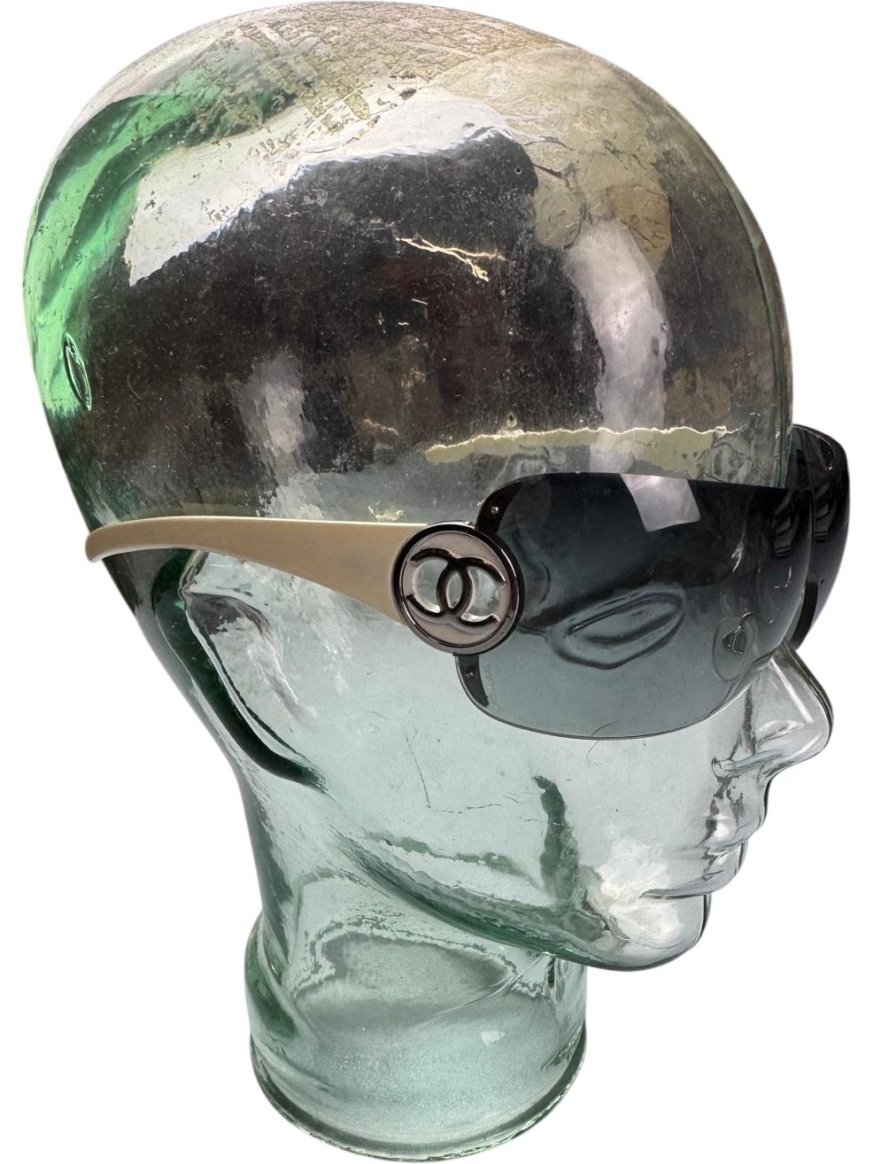 Chanel Black Wraparound Sunglasses - Think Vintage ltd