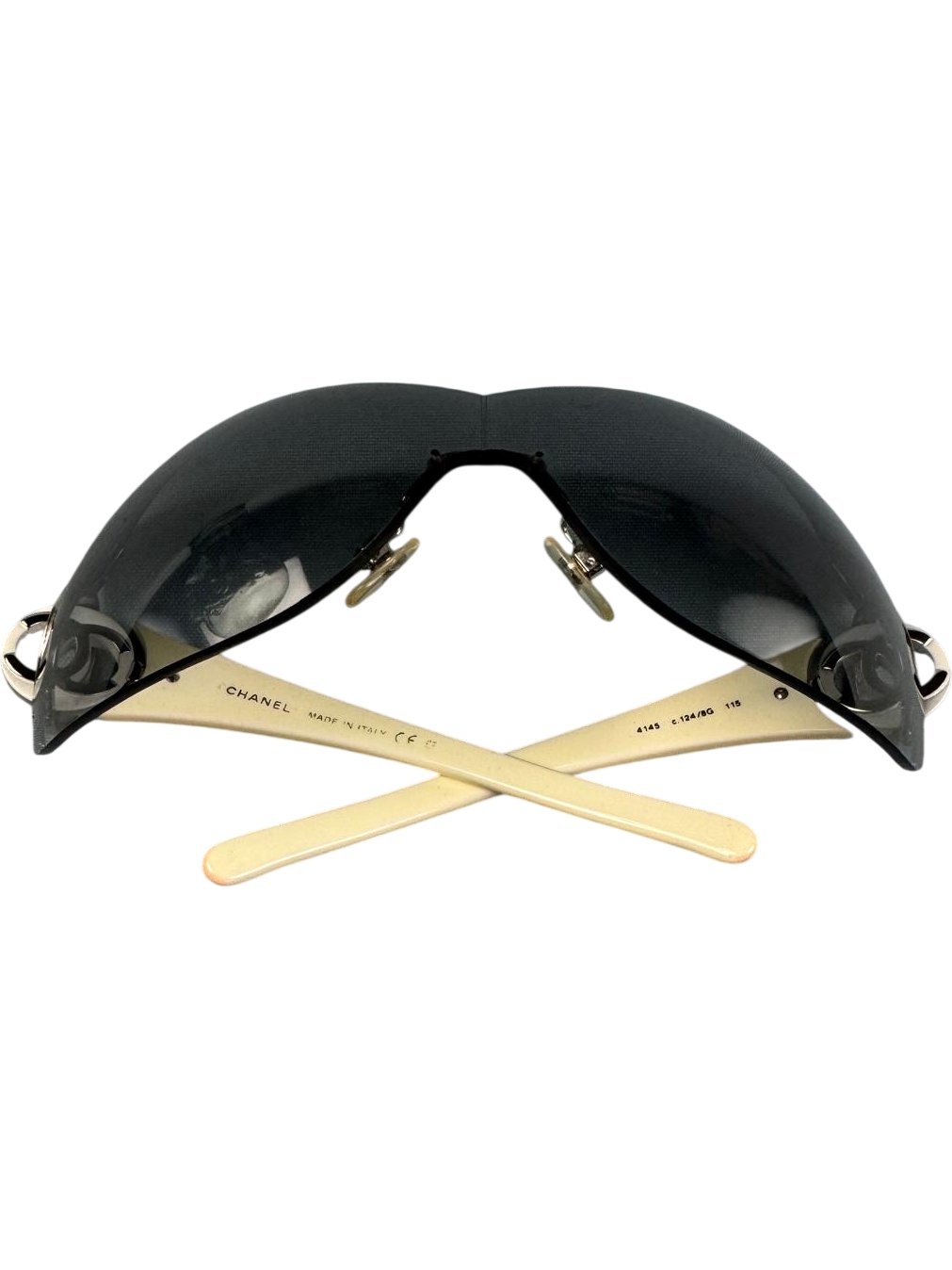 Chanel Black Wraparound Sunglasses - Think Vintage ltd