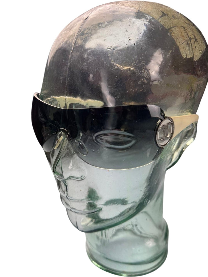 Chanel Black Wraparound Sunglasses - Think Vintage ltd