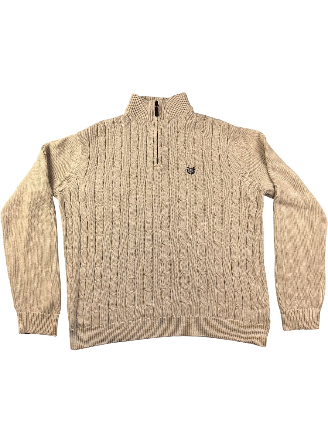 Chaps Beige Cable Knit Pullover - L - Think Vintage Online Ltd