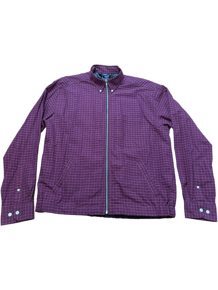Checked Burgundy Bomber Jacket - M