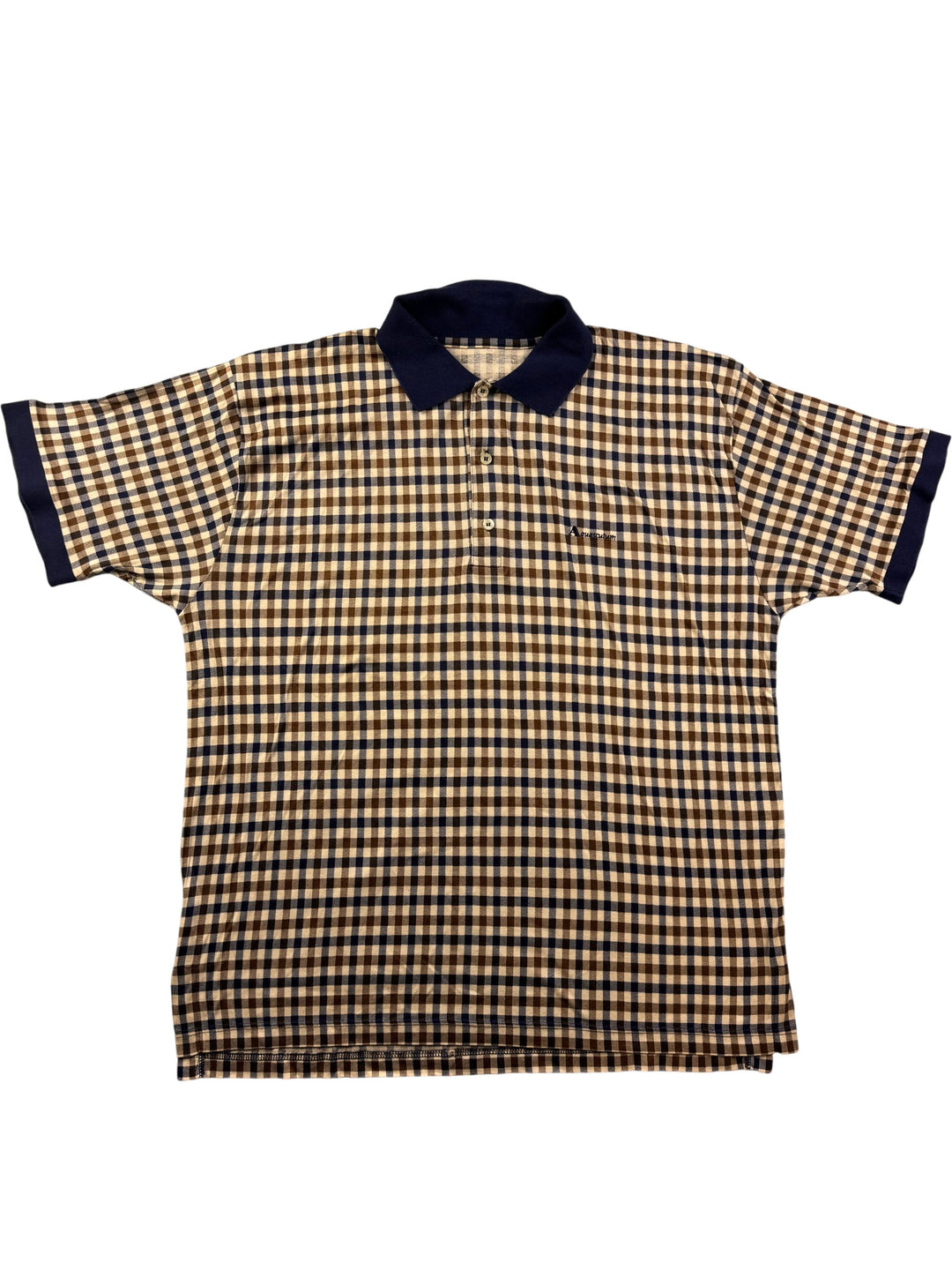 Checked Polo Shirt With Contrasting Collar - XL - Think Vintage