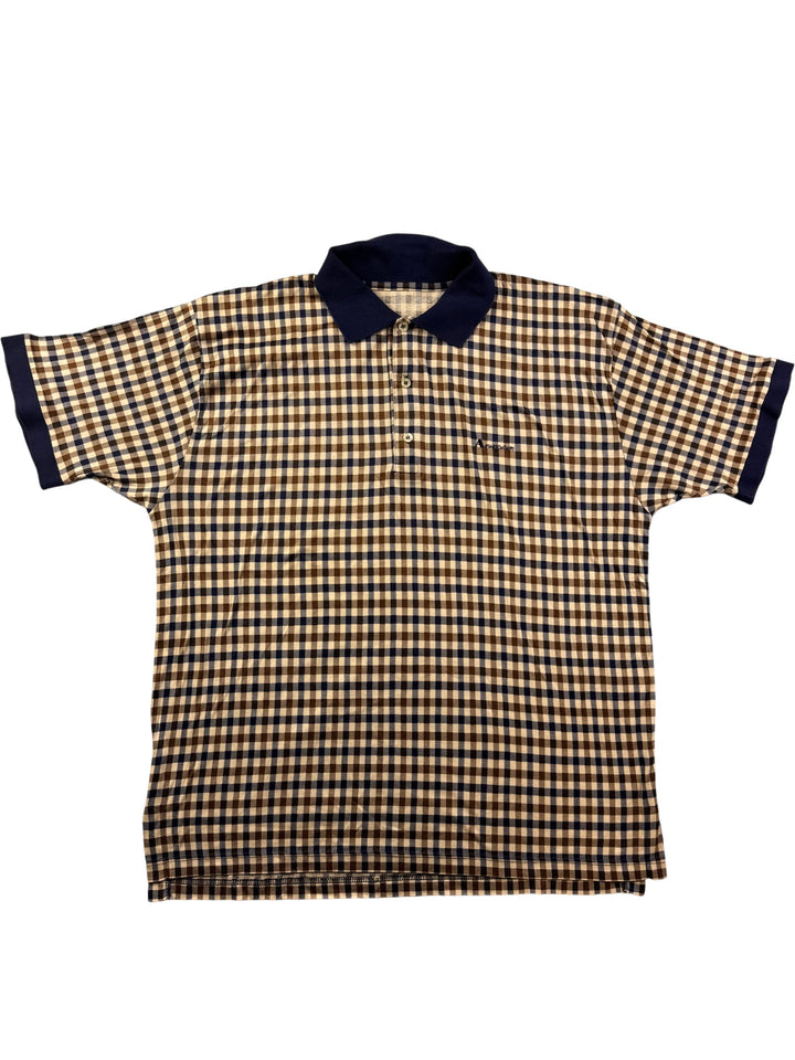 Checked Polo Shirt With Contrasting Collar - XL - Think Vintage