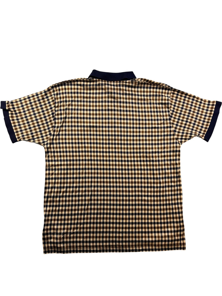Checked Polo Shirt With Contrasting Collar - XL - Think Vintage