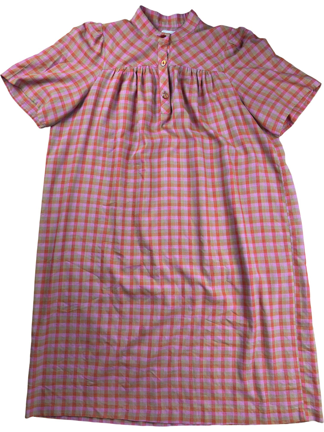 Checkered Short Sleeve Dress - XL - Think Vintage ltd