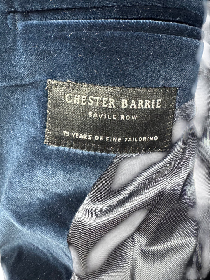 Chester Barrie Savile Row Navy Velvet Jacket - M/L - Think Vintage ltd