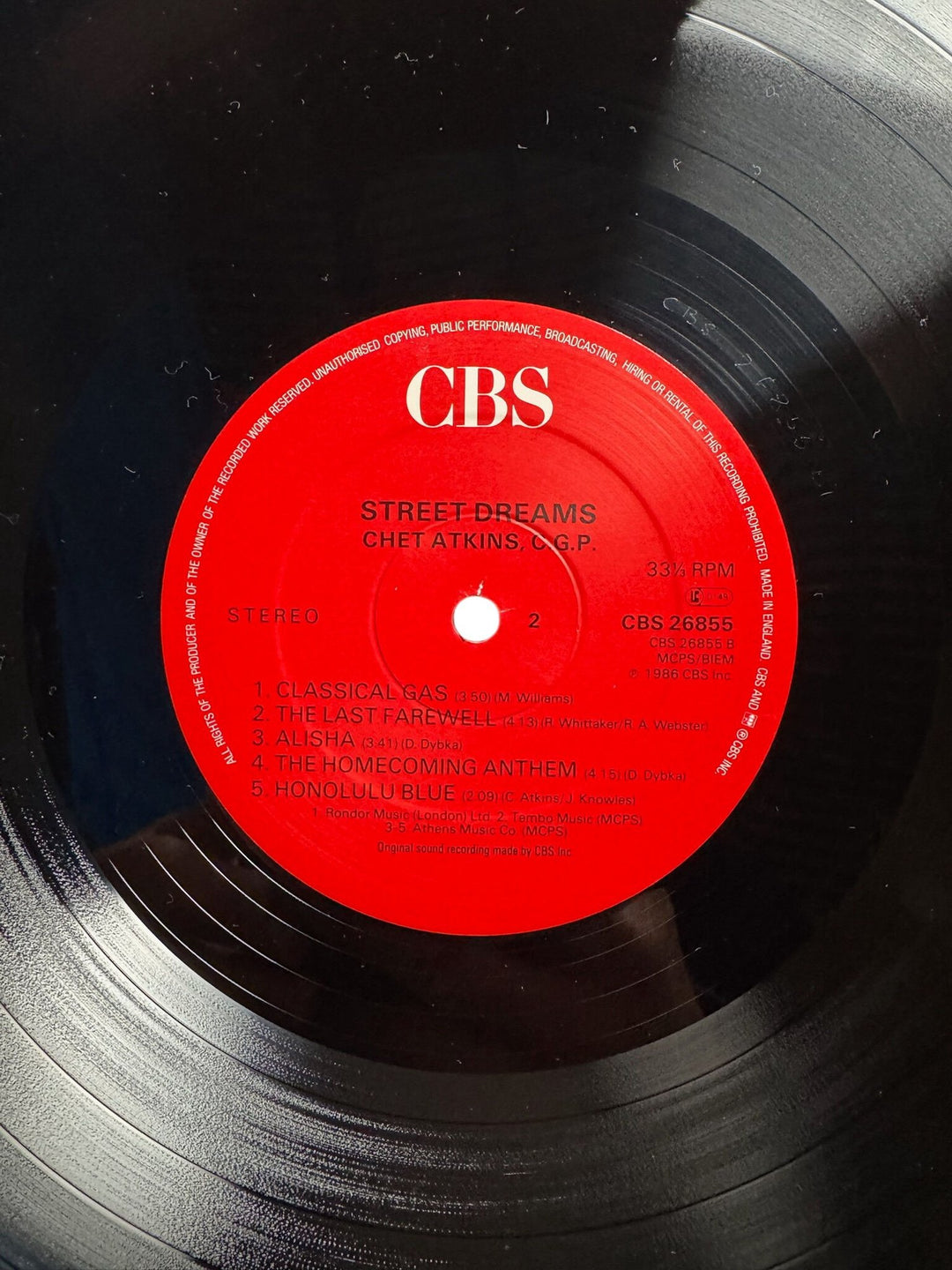 Chet Atkins 'Street Dreams' Vinyl Record - Very Good+