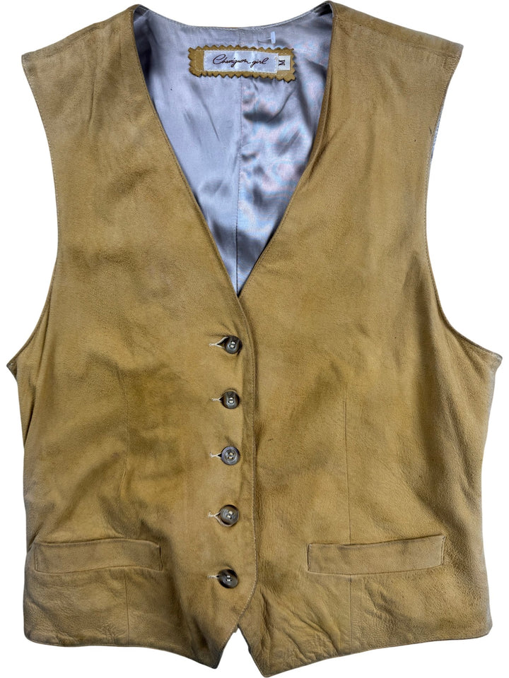 Chevignon Suede Button-Up Vest - S - Think Vintage ltd