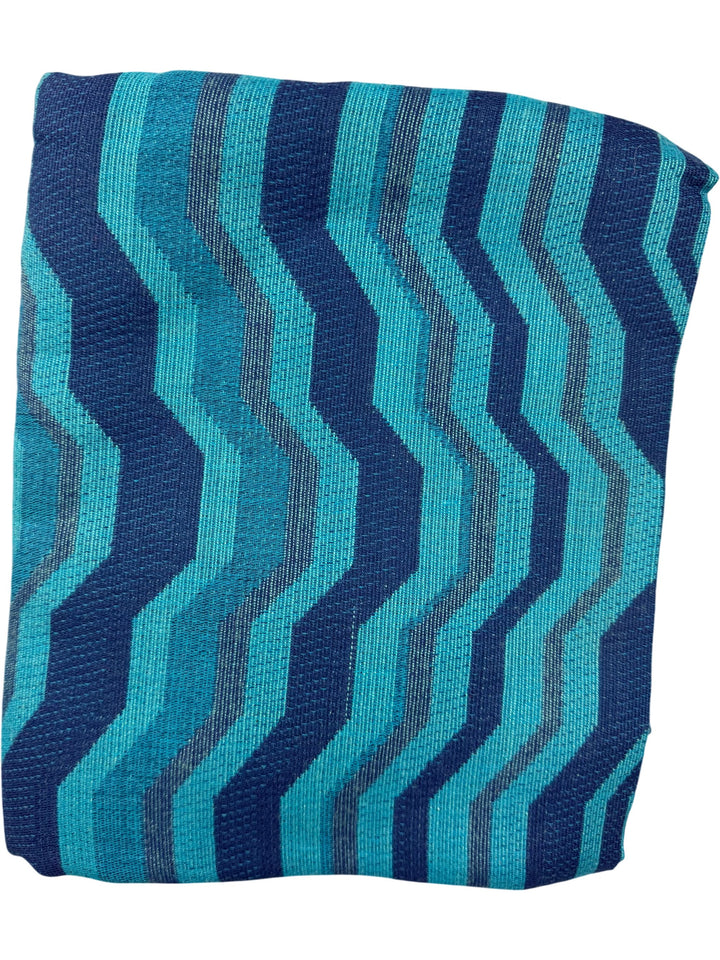 Chevron Pattern Blue Fabric - Think Vintage