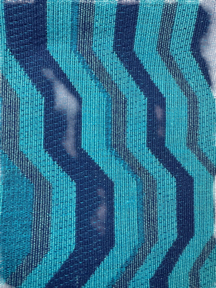 Chevron Pattern Blue Fabric - Think Vintage