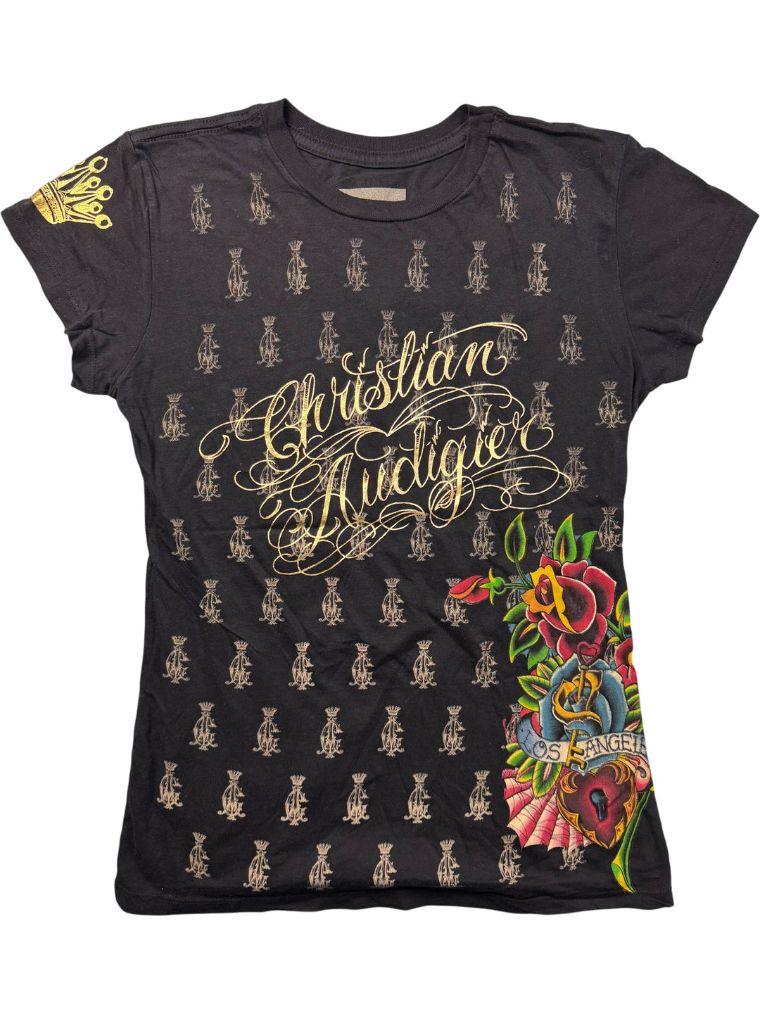 Christian Audigier Graphic T-Shirt - XS - Think Vintage ltd