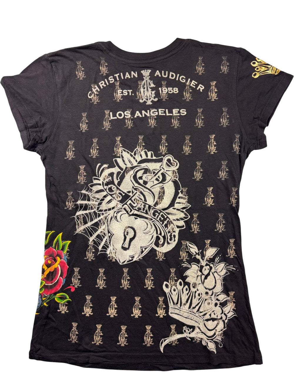 Christian Audigier Graphic T-Shirt - XS - Think Vintage ltd