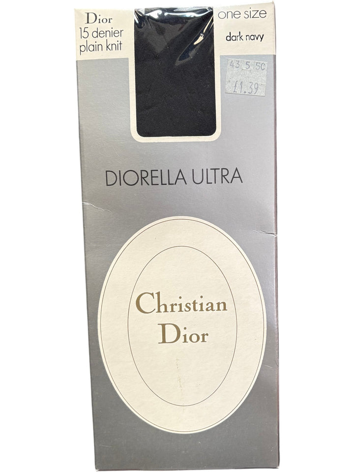 Christian Dior 15 Denier Sheer Tights Dark Navy - Think Vintage ltd