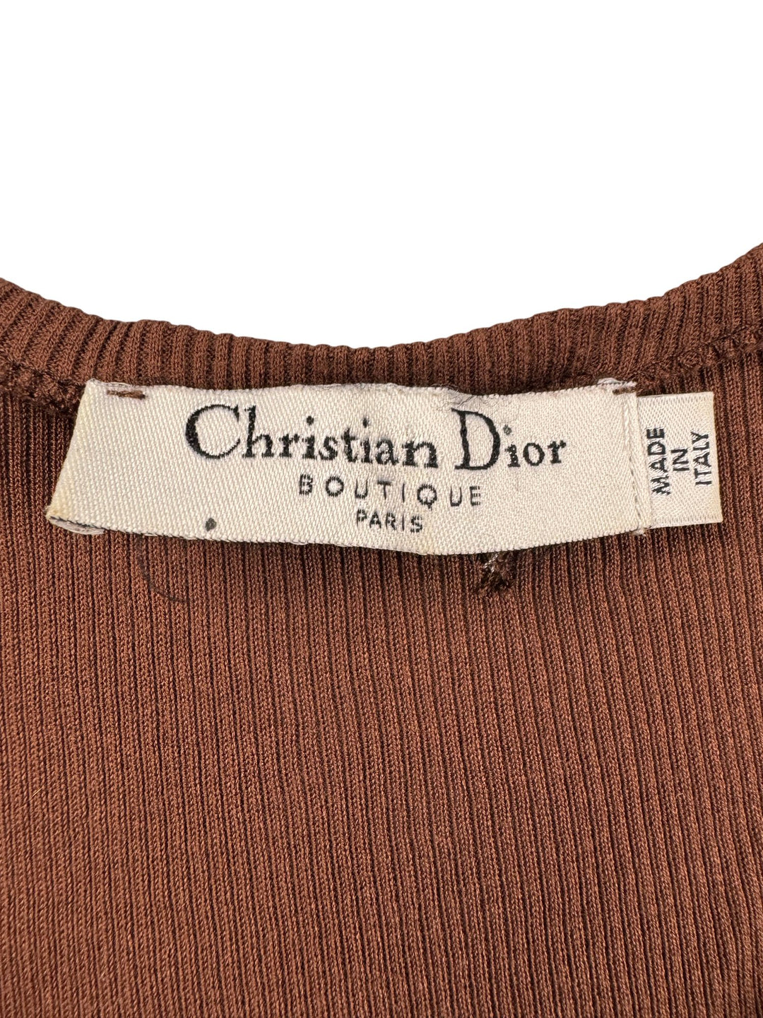 Christian Dior Brown Ribbed Tank Top - XS - Think Vintage ltd