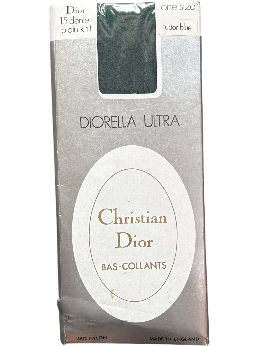 Christian Dior Diorella Ultra Tudor Blue Tights - Think Vintage ltd
