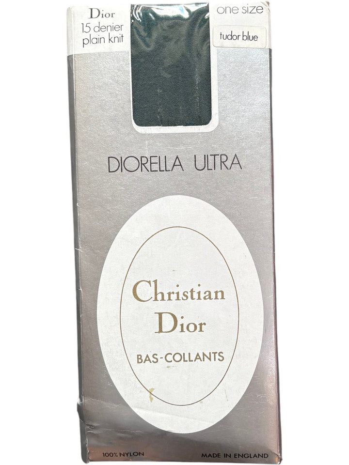 Christian Dior Diorella Ultra Tudor Blue Tights - Think Vintage ltd