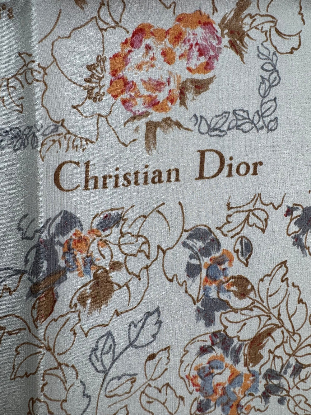 Christian Dior Floral Patterned Square Scarf - Think Vintage ltd