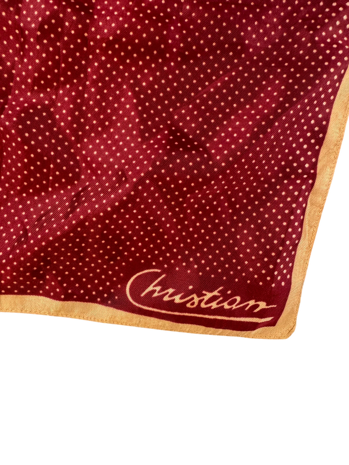 Christian Red Dot Pattern Silk Scarf - Think Vintage Online Ltd