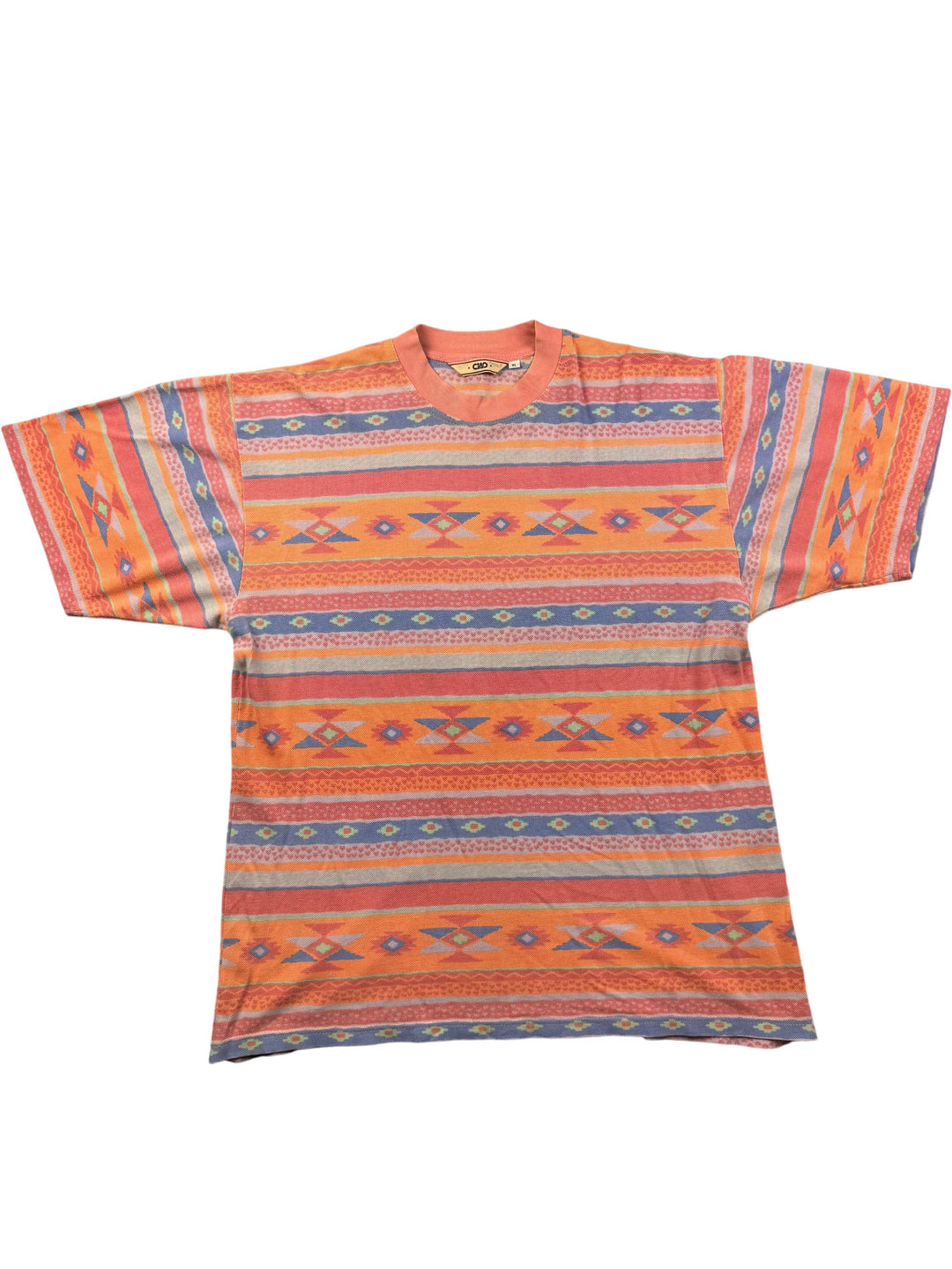 Ciao Multicolor Geometric Cotton T-Shirt - XL - Think Vintage ltd