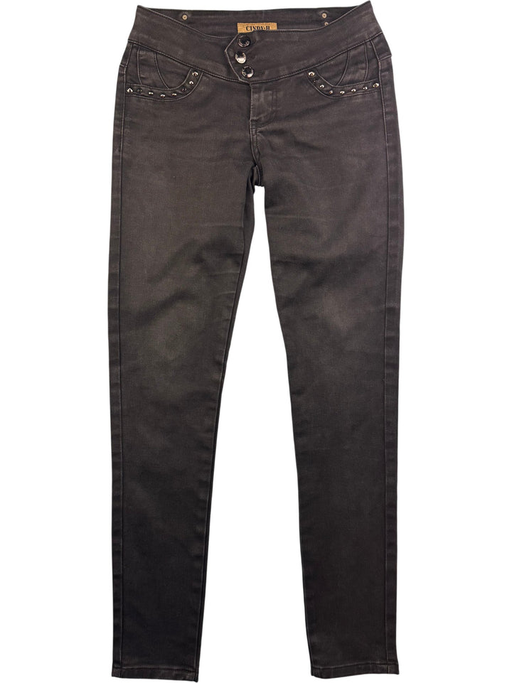 Cindy H Studded Black Jeans - W30 - Think Vintage ltd
