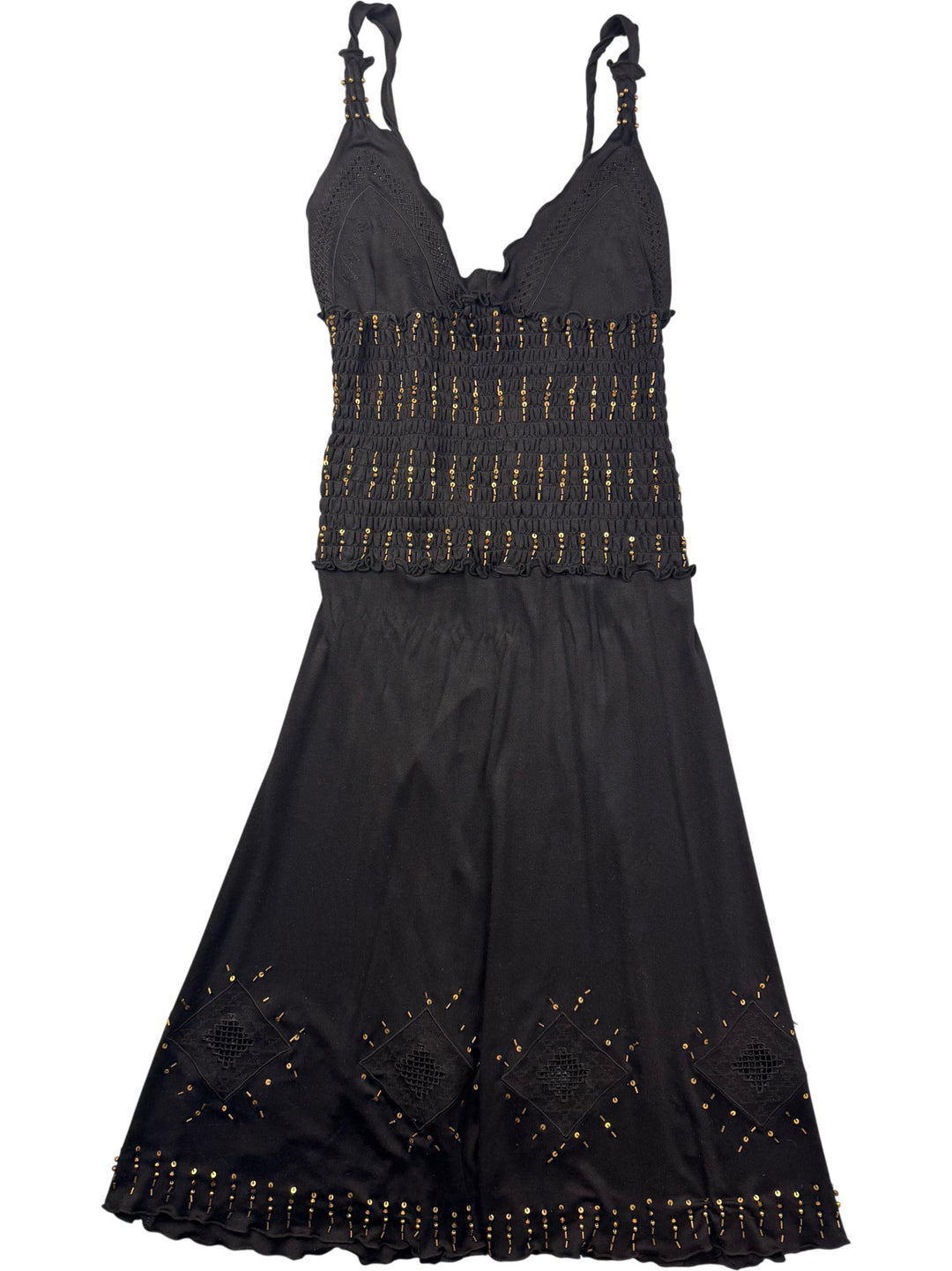 Class Roberto Cavalli Black Beaded Sleeveles Dress - XS/S - Think Vintage ltd