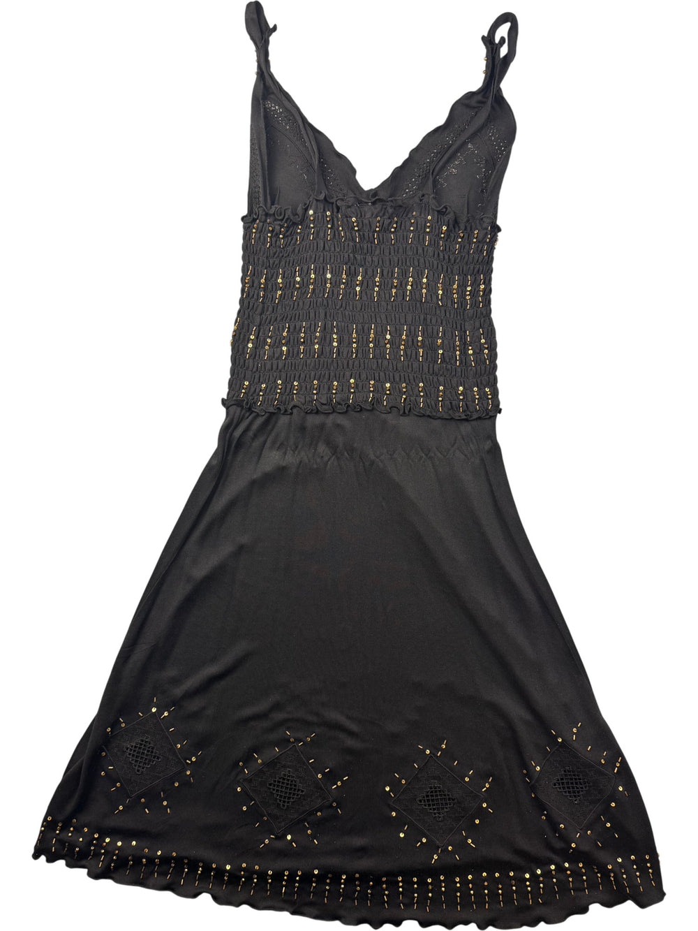 Class Roberto Cavalli Black Beaded Sleeveles Dress - XS/S - Think Vintage ltd