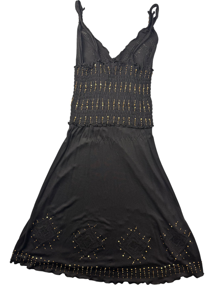 Class Roberto Cavalli Black Beaded Sleeveles Dress - XS/S - Think Vintage ltd