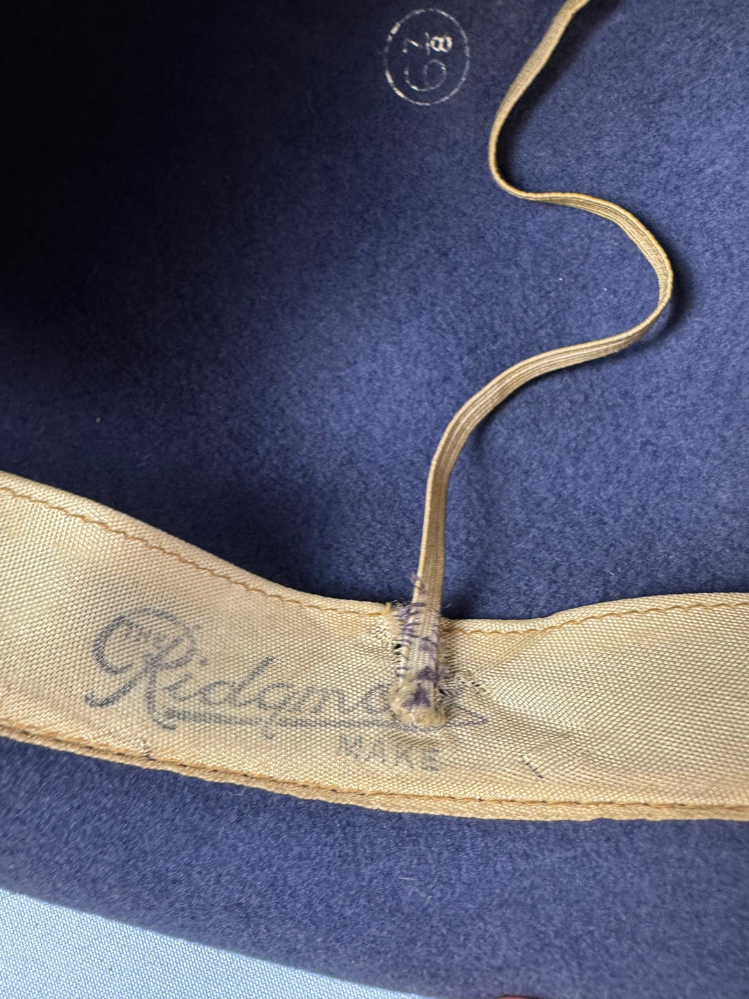 Classic Blue Wool Bowler Hat with Ribbon Detail - Think Vintage Online Ltd